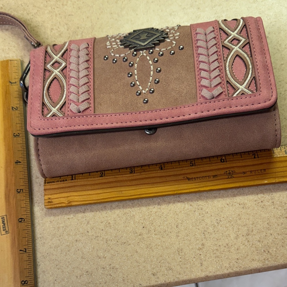 Montana West Pink and Brown Women's wristlet wallet RFID protected - Picture 6 of 16